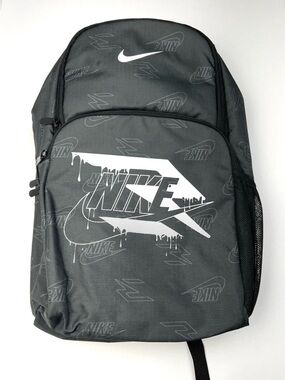 Nike 3 Brand Graphic Print Backpack Laptop Sleeves Organizer Black 9AT054-693